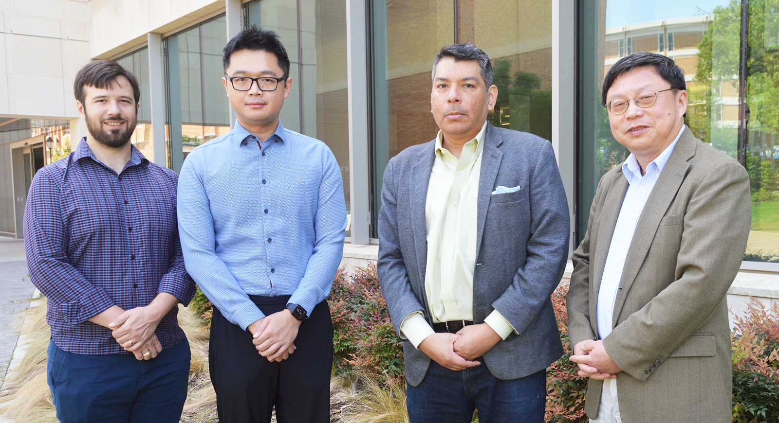 UTA project team members include, from left, Keaton Hamm, Dengdeng Yu, Jaime Cantu, and Jianzhong Su.
