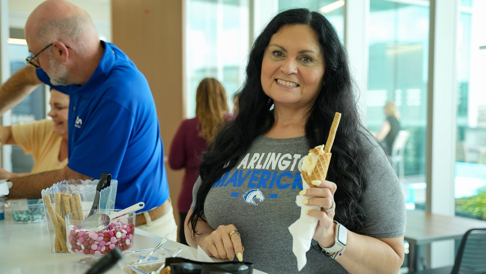 Nelda Lawson holding a ice cream cone during 2025 National Ice Cream Day