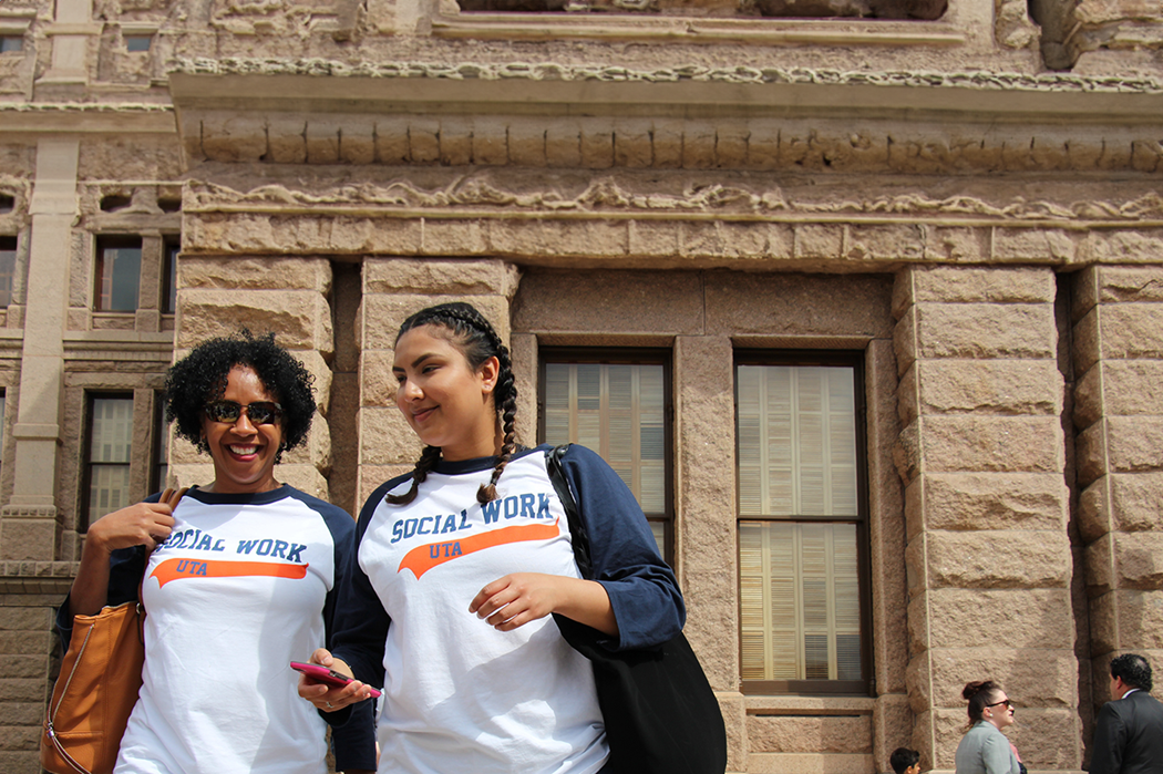 Social Work students walking