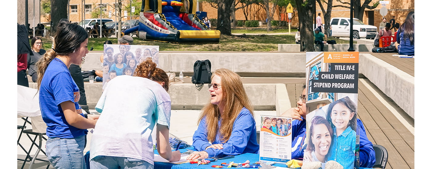 Title IV-E Stipend Program booth at the School of Social Work Block party