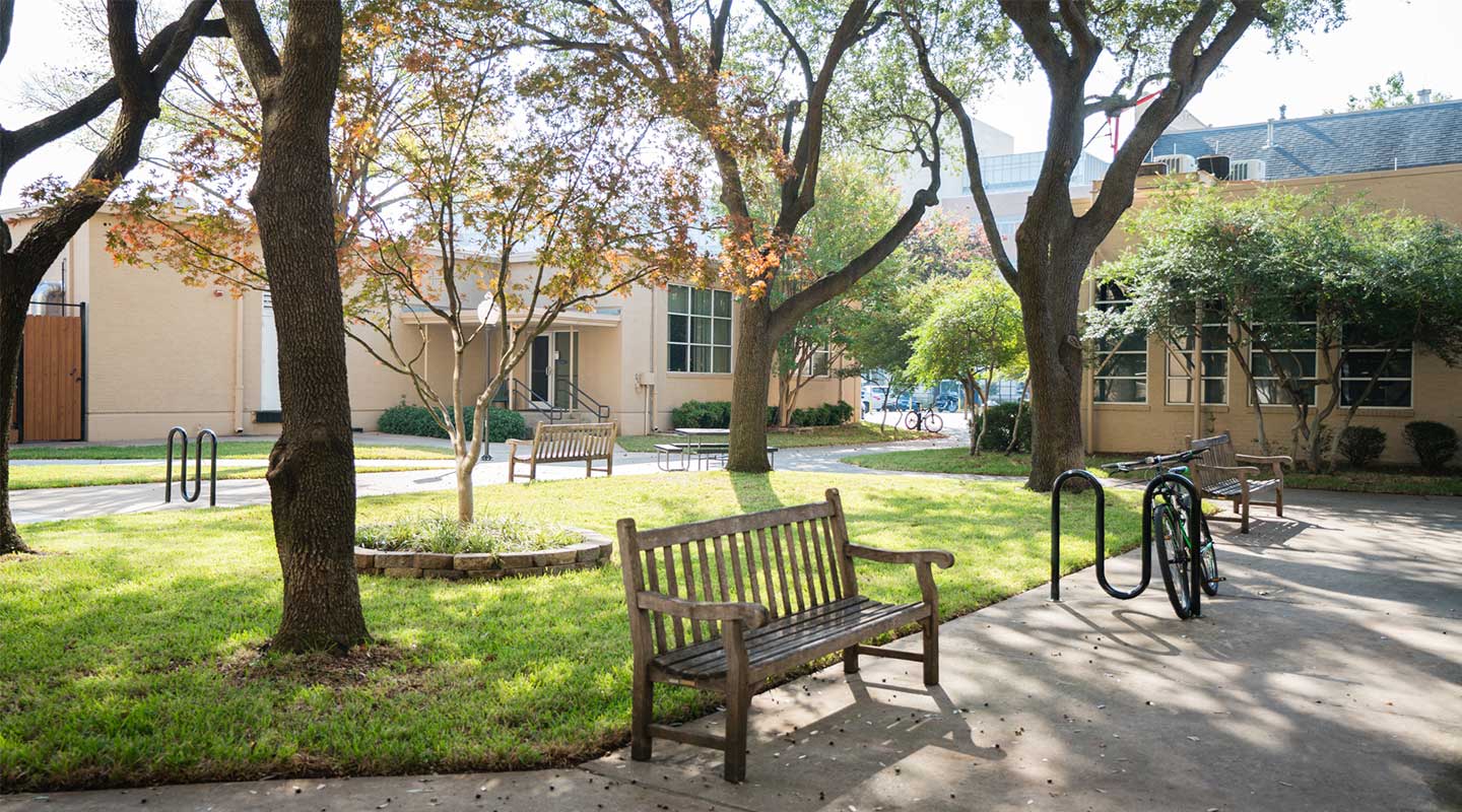 Social Work building courtyard
