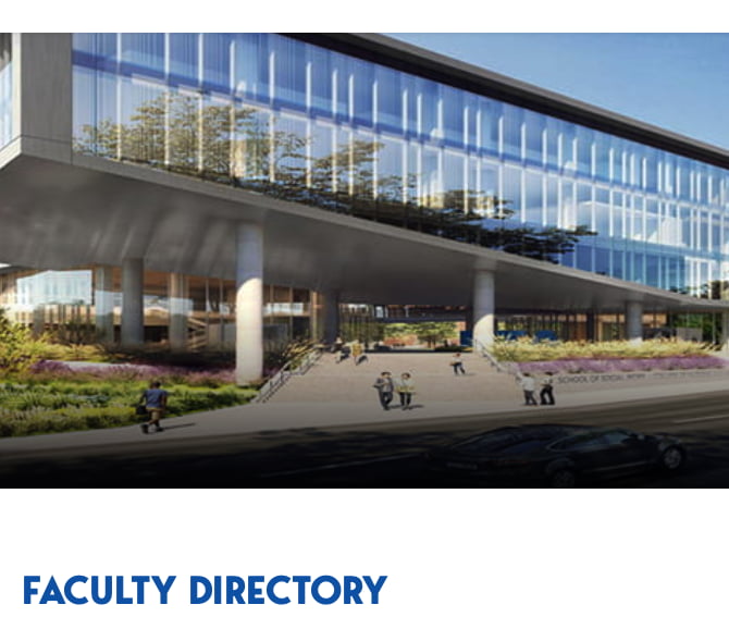 Picture of people walking outside of new School of Social Work building 