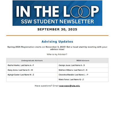 Fall 2025 SSW In The Loop Newsletter September 30, 2025 image