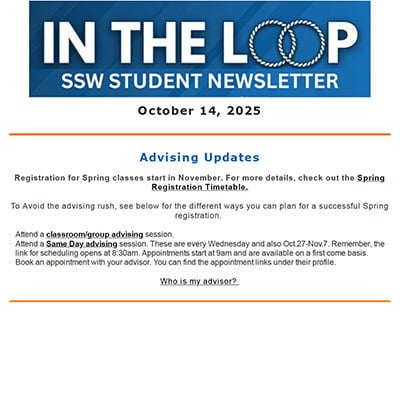 Fall 2025 SSW In The Loop Newsletter October 14, 2025 image