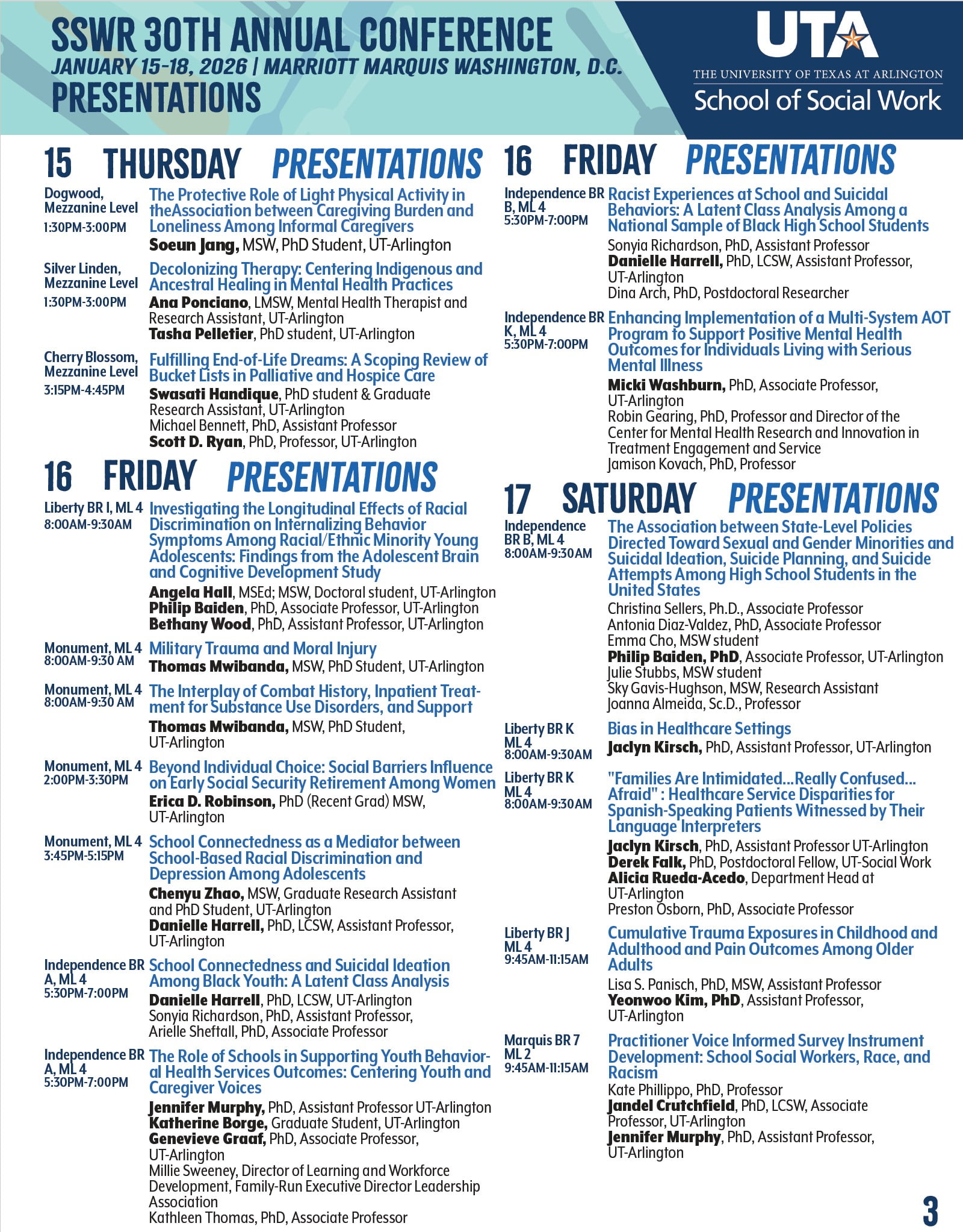 SSWR 2026 Presenter List image