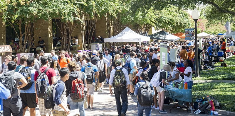uta students outside of UC for mav cookout