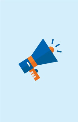 graphics of a blue and orange megaphone