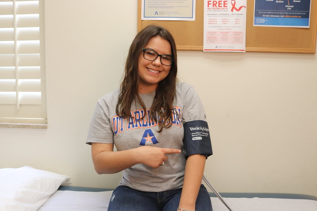 A student in an exam room