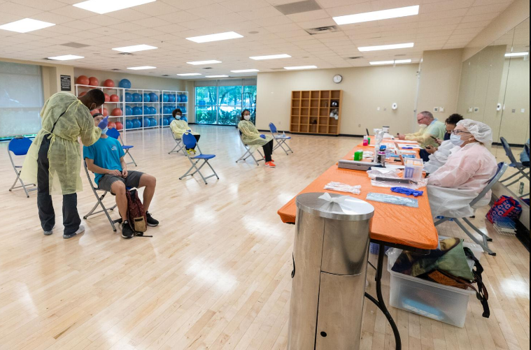 Covid testing center at the MAC