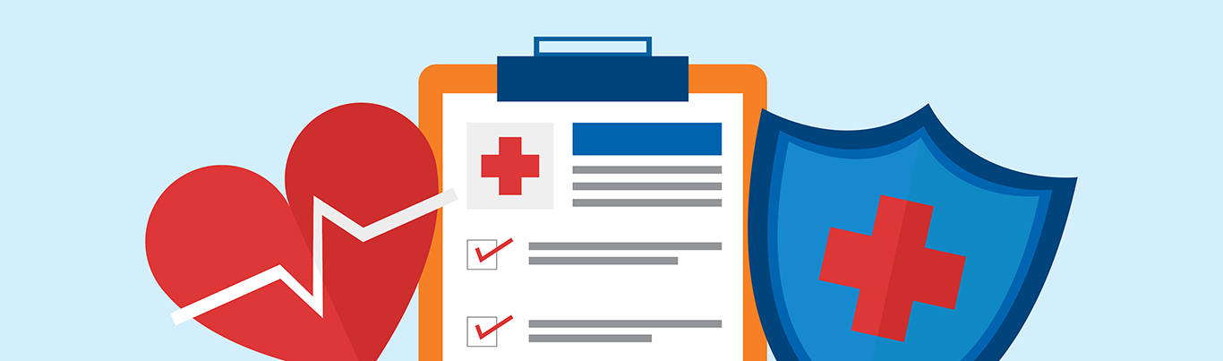 graphics of a clip board with red cross symbol 