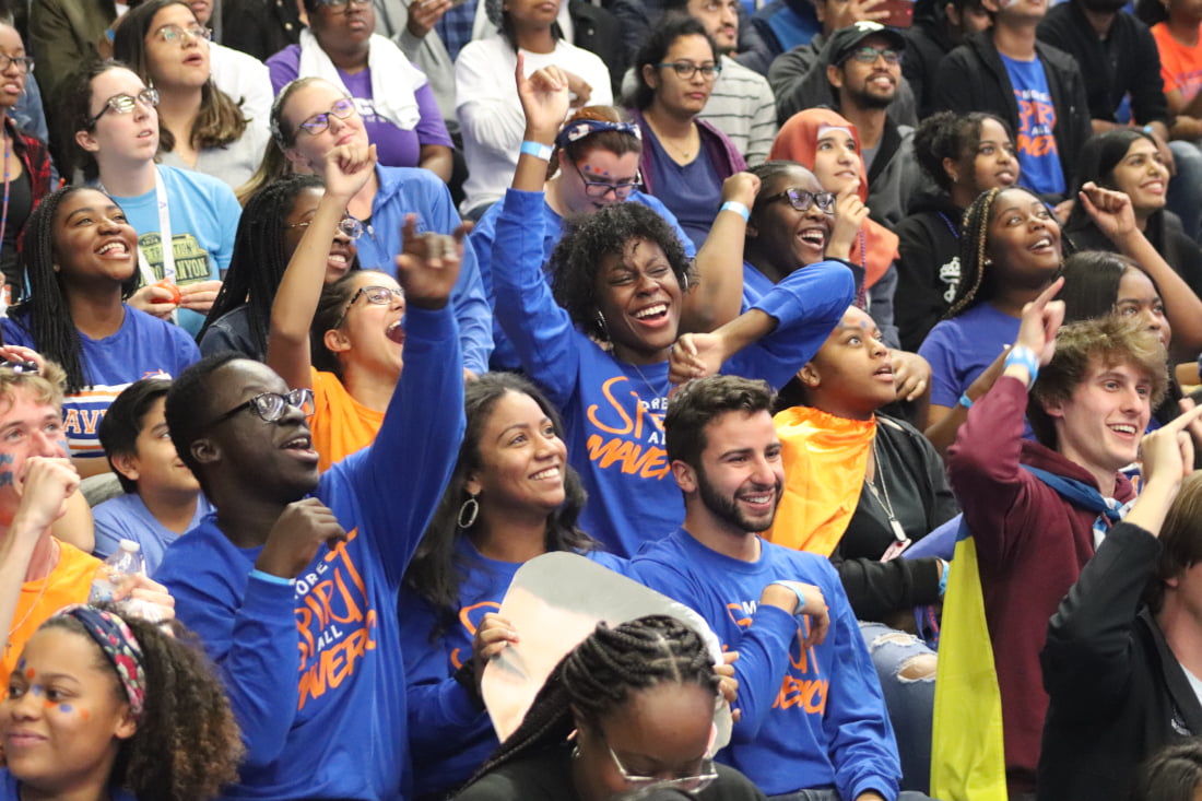 students celebrating homecoming pregame party
