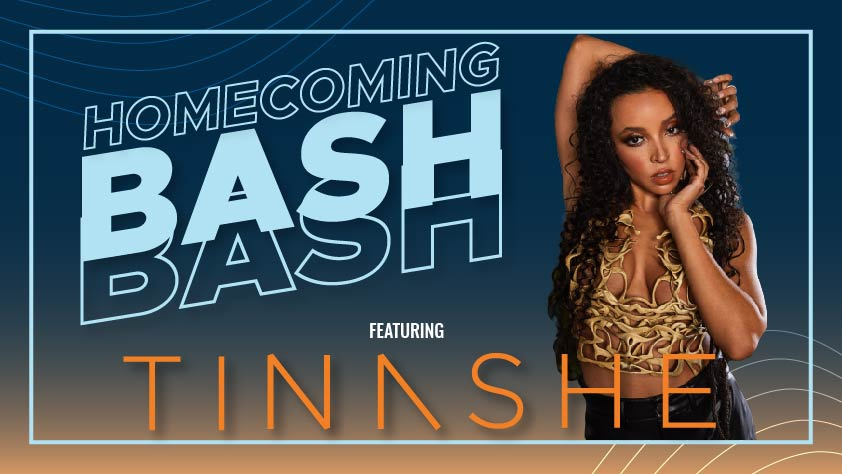 Homecoming Bash featuring Tinashe with image of tinashe on right