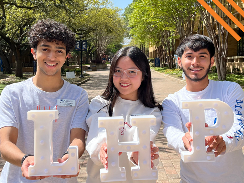 L H P students holding up the letters