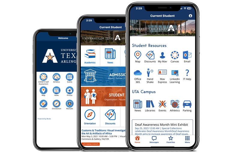 Three images of the mobile app home page changing over time