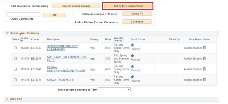 Screenshot view of MavPlanner