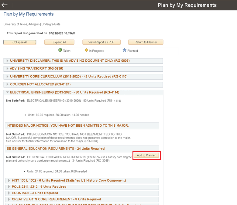 Screenshot view of MavPlanner
