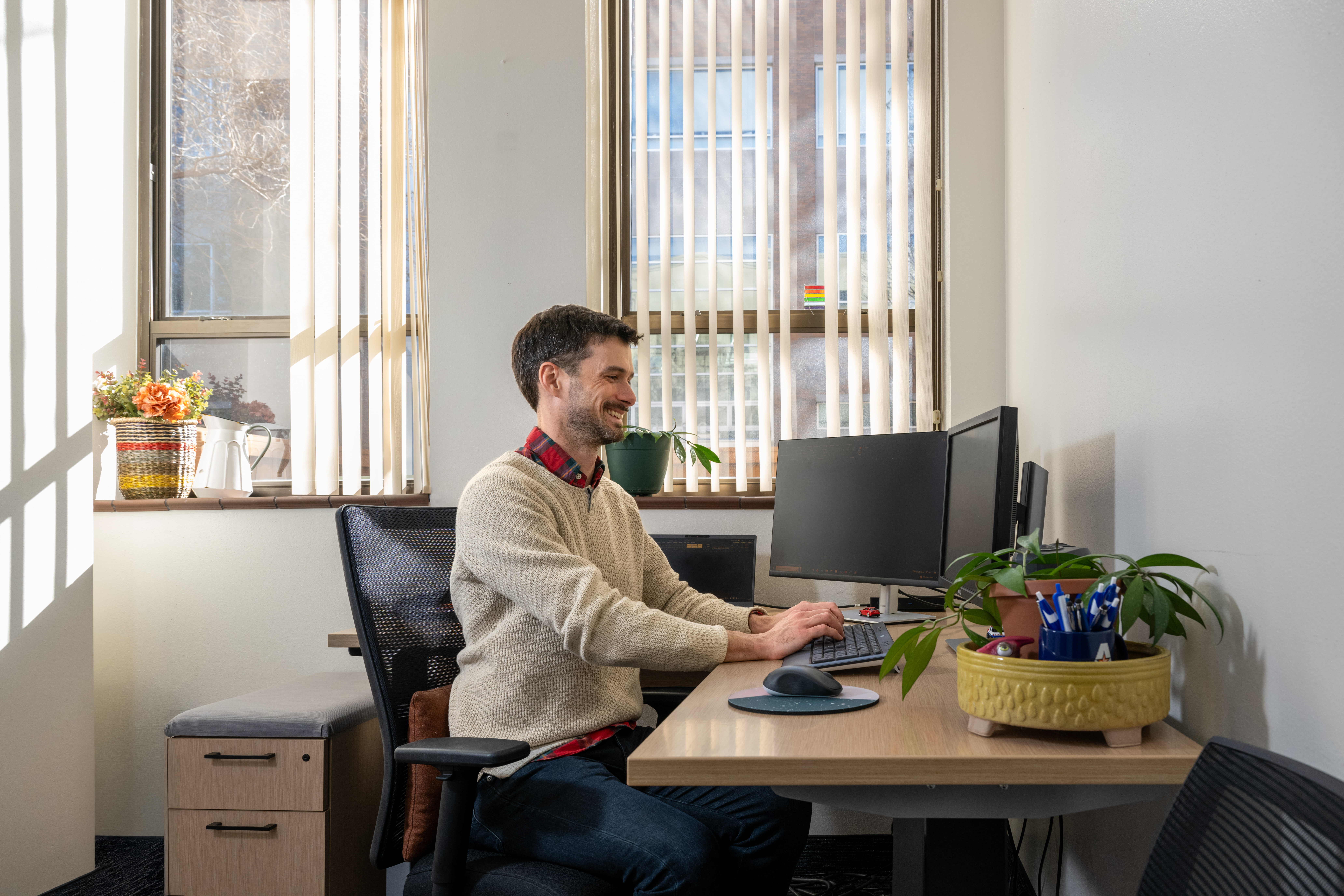 Person working on a laptop