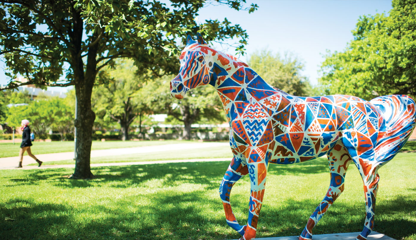 Horse statue in the library mall